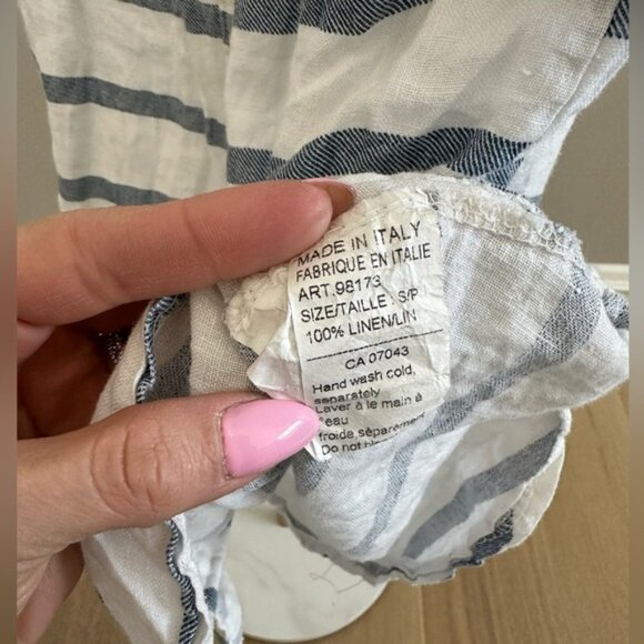 Viola Borghi Striped Nautical Linen Tunic Button Down – Size Small - Picture 5 of 9